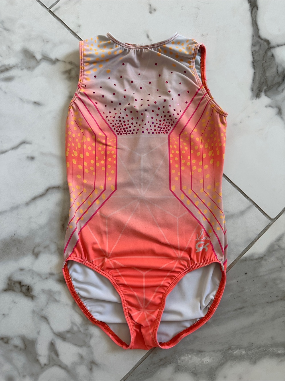 GK Elite Suni Lee Orange, Pink and Yellow Gradient Leotard